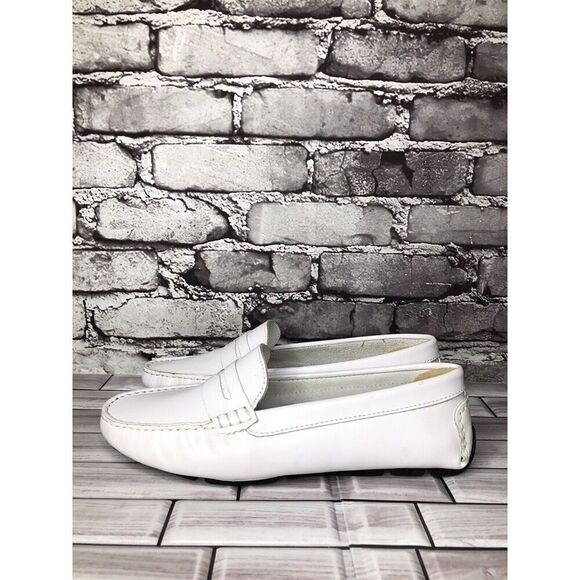 Massimo Matteo Firenze White Leather Driving Moccasins Flats Shoes Women Sz 10B - Picture 4 of 16
